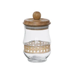 Bocal En Verre Avec Couvercle Et Rotin Naturel 75cl - Fantine
