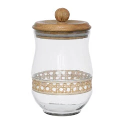 Bocal En Verre Avec Couvercle Rotin Naturel 1.5l - Fantine