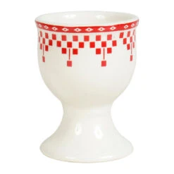 Coquetier Damier Rouge En Faïence