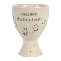 Coquetier Maison Du Bonheur En Grès Blanc Moucheté - La Ferme