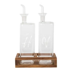 Huilier Vinaigrier En Verre Borosilicate Blanc Avec Support 45cl - Voidita