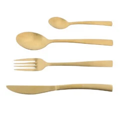 Ménagère 16 Pièces En Acier Dorée