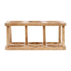 Porte Bouteille 6 Socles En Manguier Brun - Grand Office