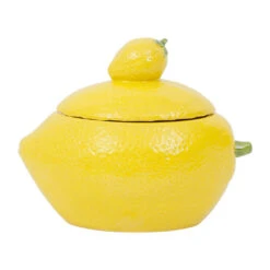 Pot Citron Avec Couvercle En Grès Jaune - Citron