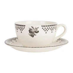 Tasse Et Sous Tasse En Faïence Anthracite 50cl - Damier