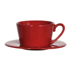 Tasse Et Sous Tasse En Faïence Rouge - Constance
