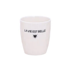 Tasse La Vie Est Belle En Céramique Blanc 18cl
